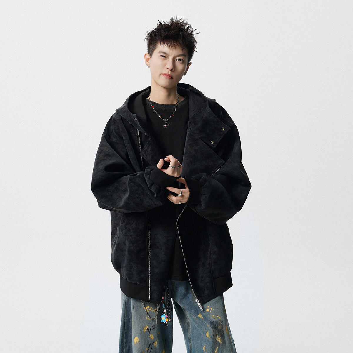 P932-450 grams men's blazer-style leather coat