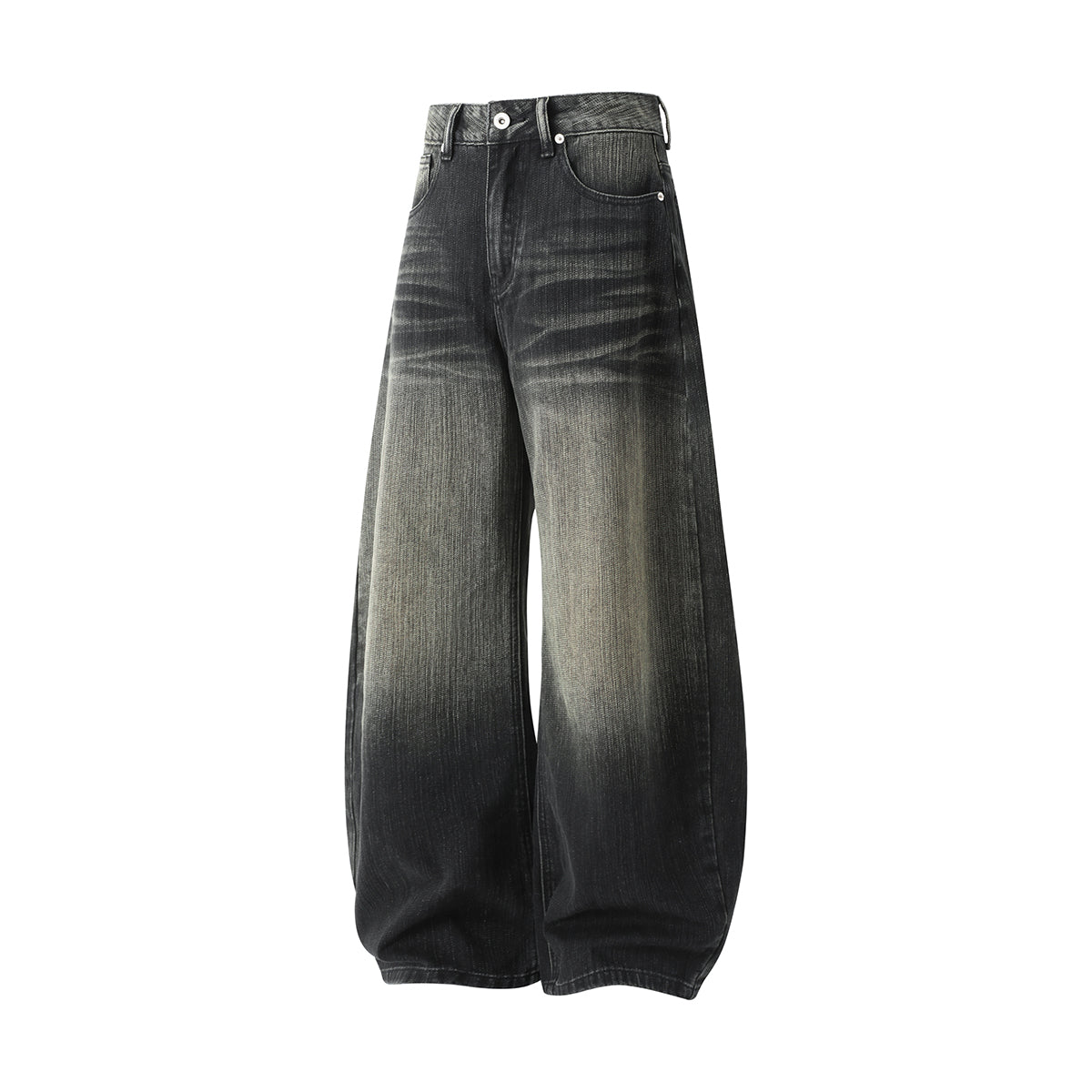 W516 best-selling bamboo-striped high-quality autumn-winter curved-leg denim pants