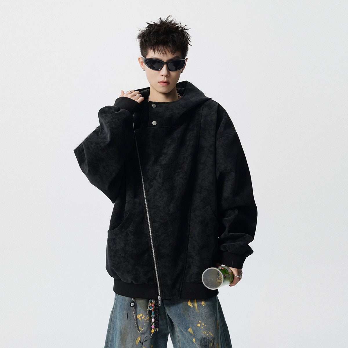 P932-450 grams men's blazer-style leather coat