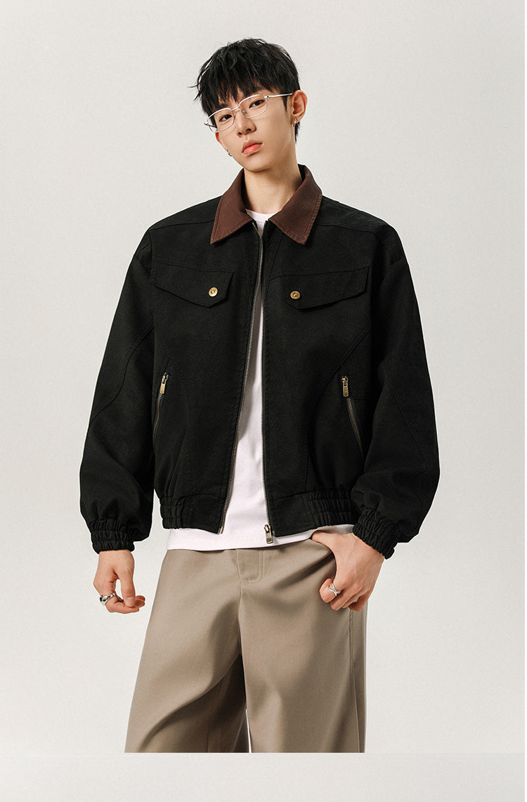 711 Vintage distressed washed leather jacket