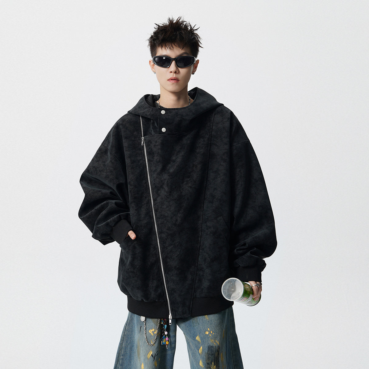 P932-450 grams men's blazer-style leather coat