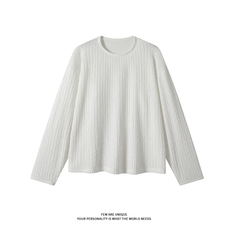 5Q4060-Simple solid-color round-neck long-sleeve T-shirt