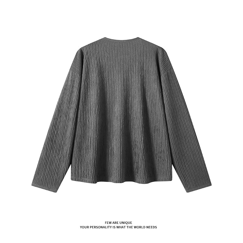 5Q4060-Simple solid-color round-neck long-sleeve T-shirt