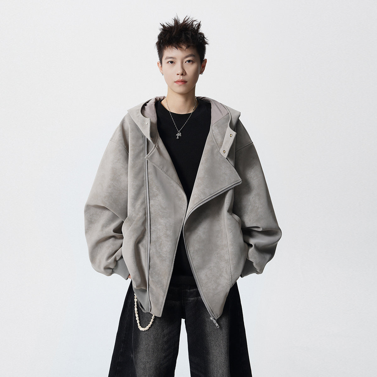 P932-450 grams men's blazer-style leather coat