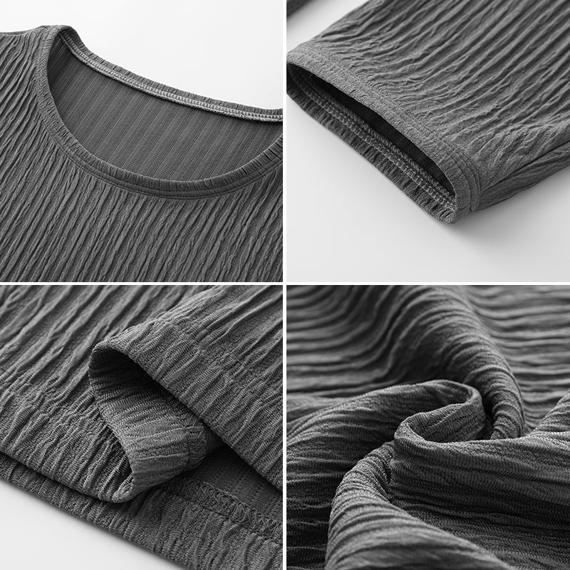 5Q4060-Simple solid-color round-neck long-sleeve T-shirt