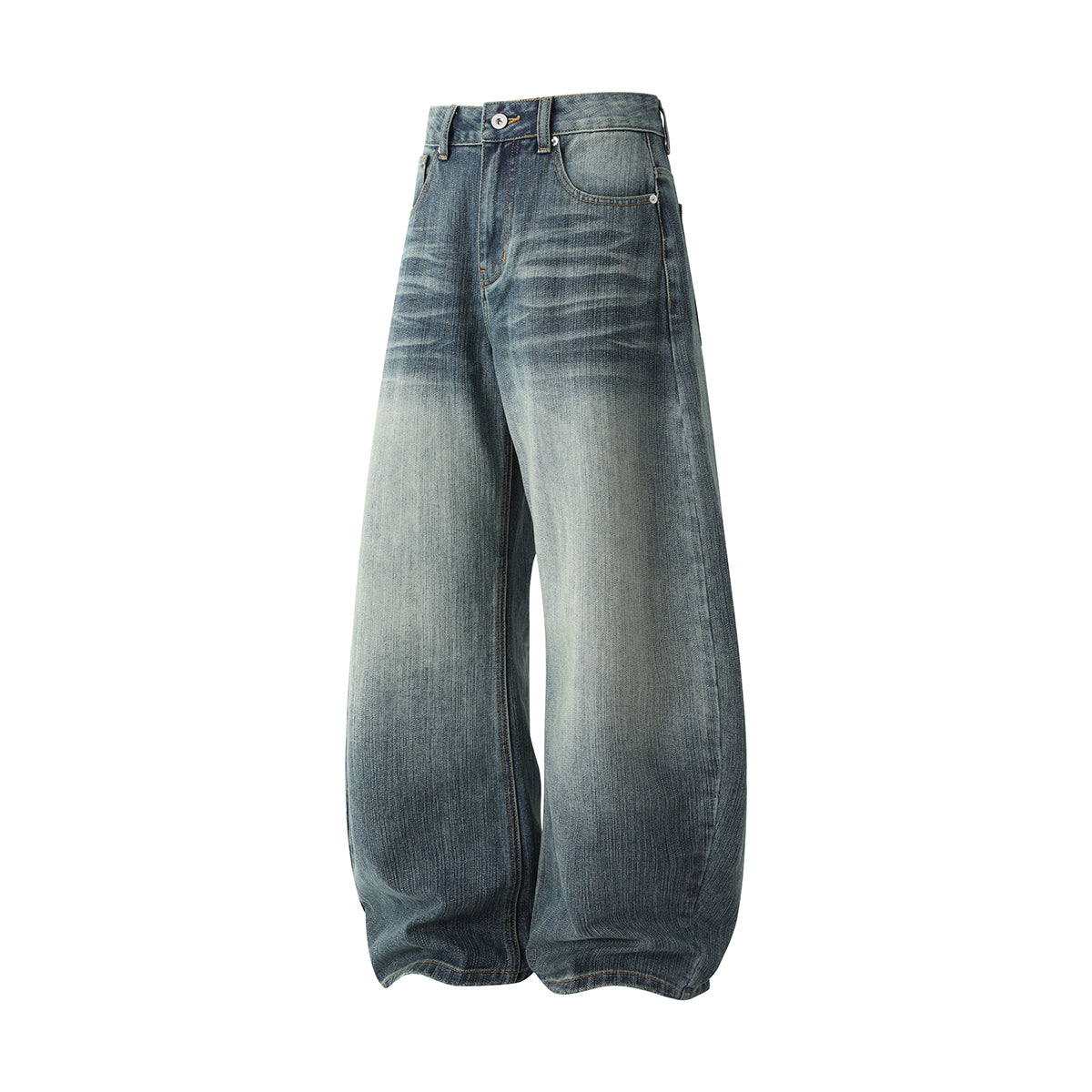 W516 best-selling bamboo-striped high-quality autumn-winter curved-leg denim pants