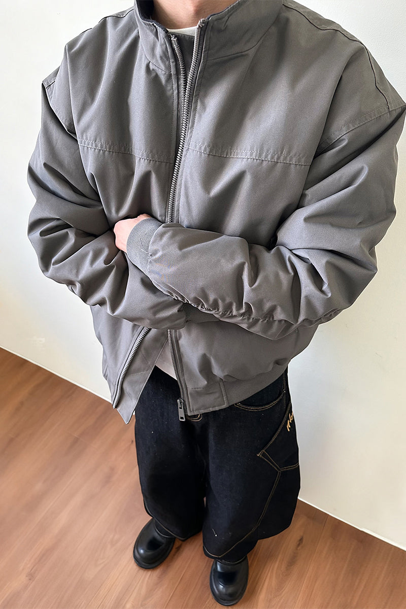 5D4084-Padded short-sleeved cotton jacket with a stand-up collar for men