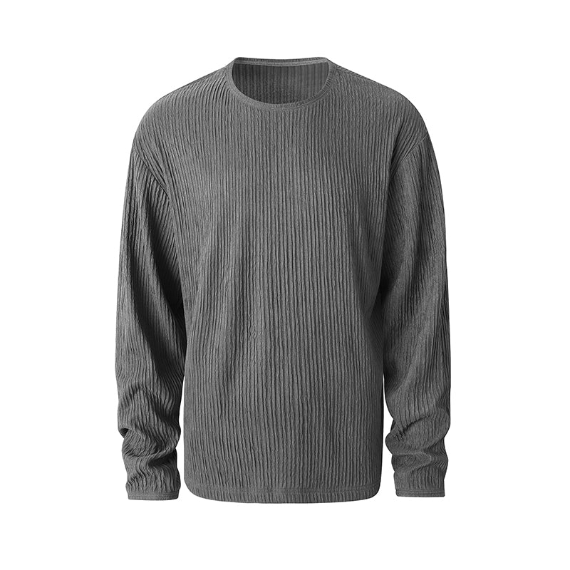 5Q4060-Simple solid-color round-neck long-sleeve T-shirt