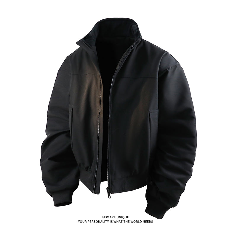 5D4084-Padded short-sleeved cotton jacket with a stand-up collar for men