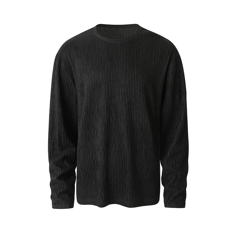 5Q4060-Simple solid-color round-neck long-sleeve T-shirt