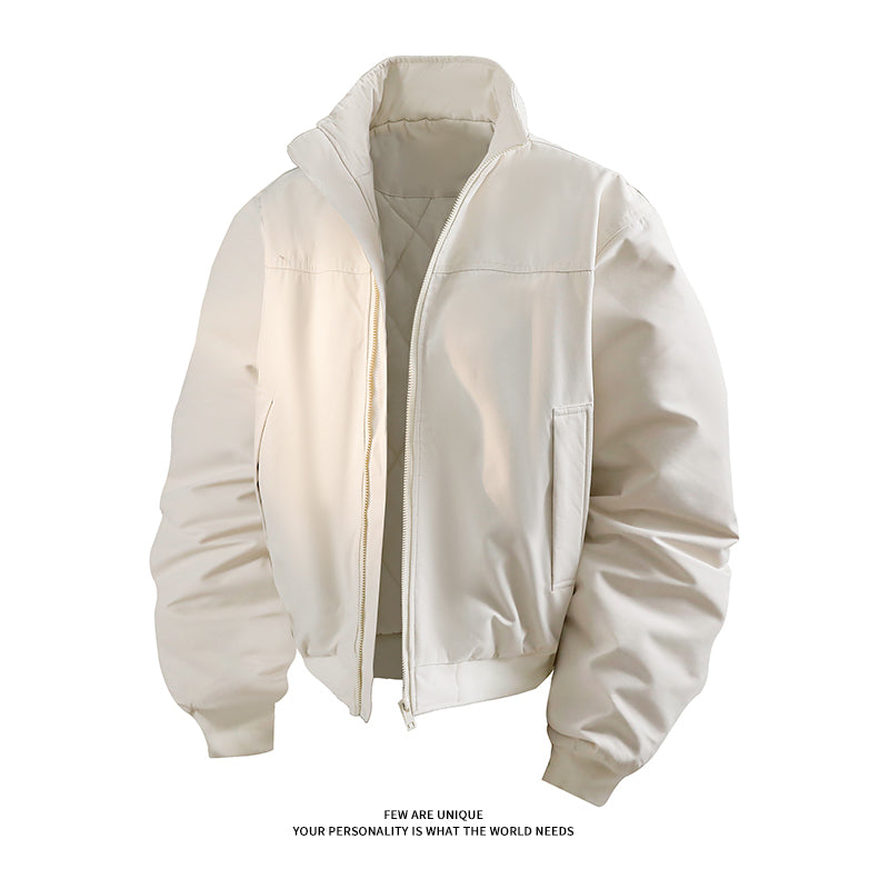 5D4084-Padded short-sleeved cotton jacket with a stand-up collar for men