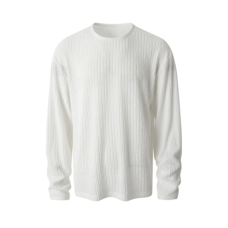 5Q4060-Simple solid-color round-neck long-sleeve T-shirt